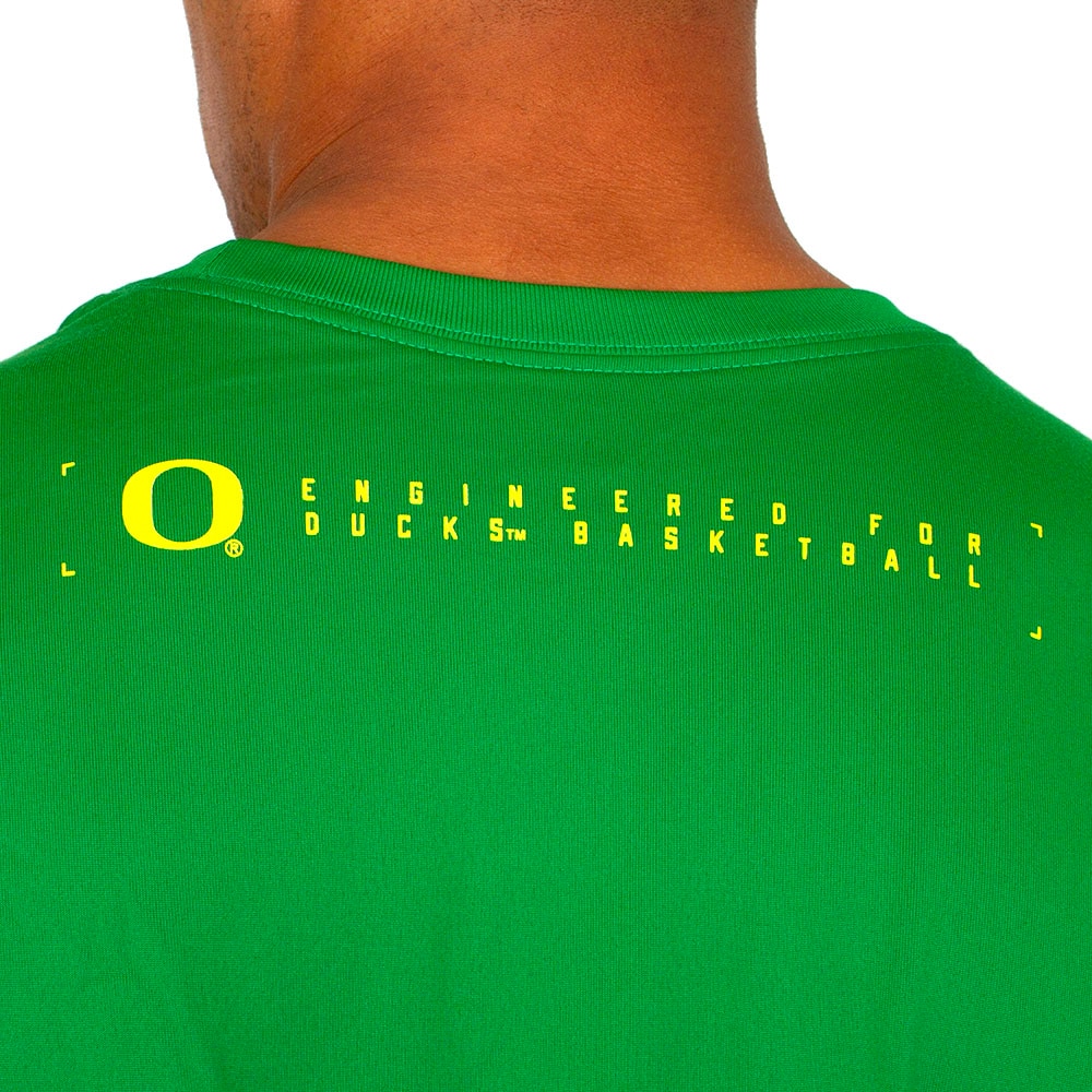 Classic Oregon O, Nike, Green, Crew Neck, Polyester, Men, Basketball, Courtside, T-Shirt, 945436